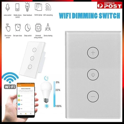 $29.69 • Buy NEW WIFI Smart Dimmer Light Switch Wall Touch Panel For Alexa Google Home AU