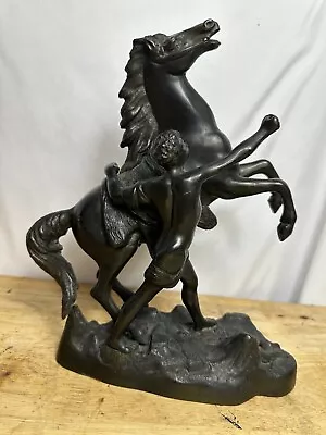 Vintage 12” Chevaux De Marly Horse Metal Statue Missing Reins Zinc Or Spelter • $89.99