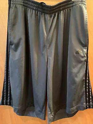 Adidas Climalite Men’s Shorts Vintage Athletic Size Large Grey 3 Black Stripes • $14.99