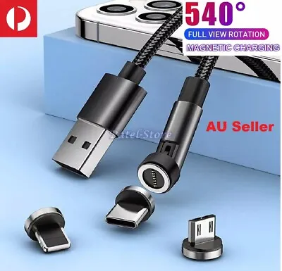 $9.99 • Buy Magnetic 540 Fast Charging Data Cable Cord Charger For Type-C Micro USB IPhone