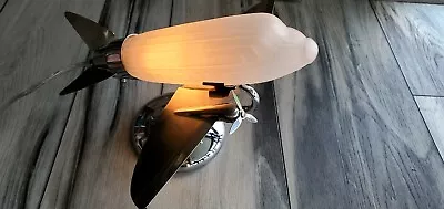 Vintage SARSAPARILLA Art Deco Airplane Table Lamp Chrome Frosted Glass DC3 • $295