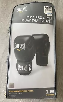 Everlast 7012 MMA Pro Style Muay Thai Black 12oz Gloves • $19.99