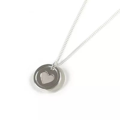 Sterling Silver - Love Wish Circle Necklace  Silver Heart - Tales From The Earth • £32