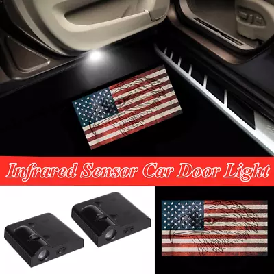 $18.99 • Buy 2Pcs LED AMERICAN FLAG BALD EAGLE Car Door Welcome Projector Ghost Shadow Lights