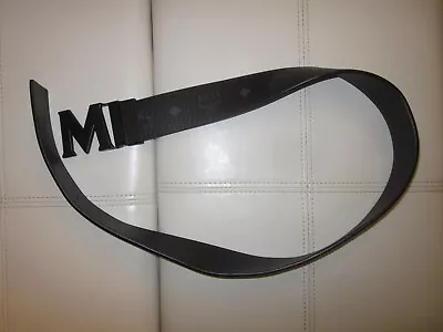 MCM Matte-black Signature Logo Buckle Reversible Leather Belt 35  • $129