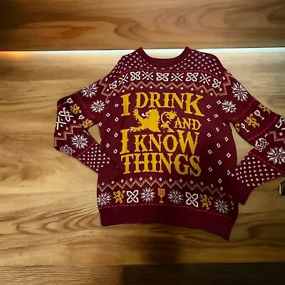 Game Of Thrones I Drink And I Know Things Ugly Christmas Sweater Size Large • $18.04
