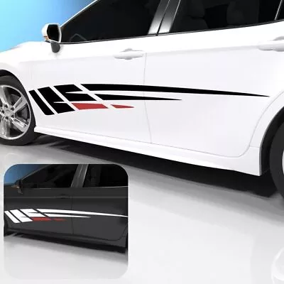 Side Sticker Racing Strips Black - Red Decor Sticker 220x26 Cm N14014E • £34.45