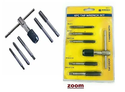 6pc Tap Set Chuck Heavy Duty Metric Wrench M5 M6 M7 M8 M10 Steel Thread Cutter • £6.95