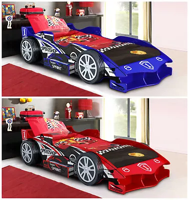 Turbo Racer Car Bed | Single 3ft | Kids Blue Or Red Novelty Play Bed • £379.99