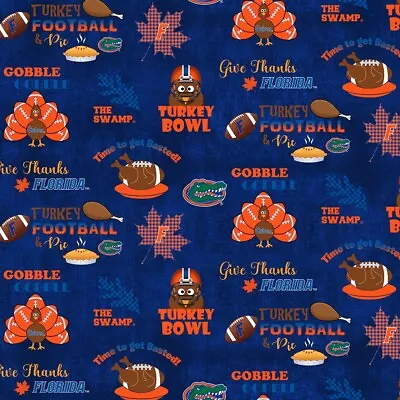 University Of Florida Gators Cotton Fabric Turkey Bowl Print-Sold By The Yard • $17.99