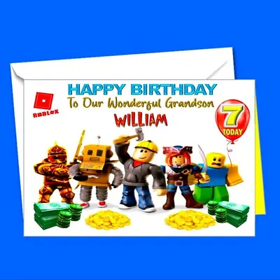 Personalised Birthday Card Roblox Game Xbox Grandson Daughter Son Nephew Etc ANY • £4.25