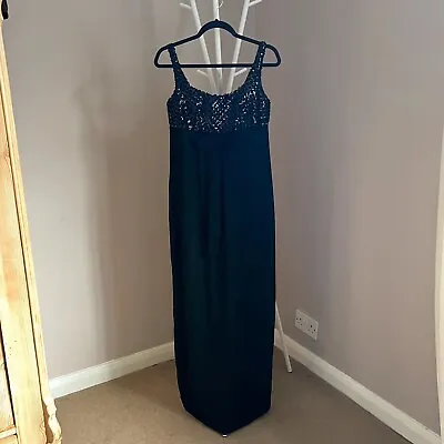 Vintage Evening Party Ball Gown 80s 90s Black Bow Sequin Maxi Dress • £10