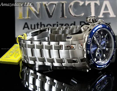 NEW Invicta Men Pro Diver Scuba VD53 Chronograph Stainless Steel Blue Dial Watch • $77.99