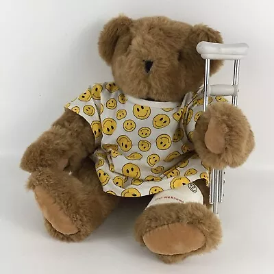 Vermont Teddy Bear Get Well Soon Broken Leg 15  Plush Stuffed Toy Crutch Jointed • $31.96