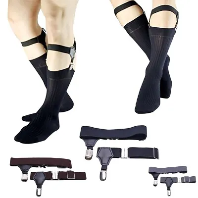 Mens Sock Garters Belt Adjustable Single Duck-Mouth Clip Belt Grips Suspenders • $8.54