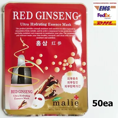 50pcs Malie RED GINSENG Face Mask Packs Sheet 25g Nourish Moisture EXPRESS SHIP • £53.47