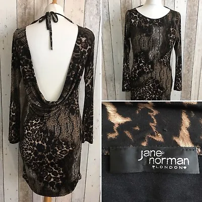 Jane Norman Animal Print Dress 8 10 Backless Bodycon Sexy Holiday Beach Party • £21.99