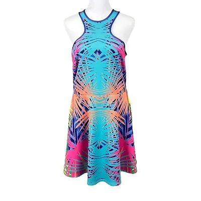 Alice & Trixie L Colorful Racerback Polyester Fit & Flare Dress Tropical Art • $29.56