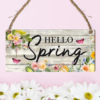 Hello Spring Wooden Plaque: Easter & Spring Decor Handmade Sign Reusable Decor • £3.99