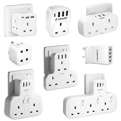 £7.99 • Buy LENCENT Plug Adapter Outlet Extension Wall Charger W/ USB Ports For Travel Home