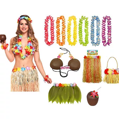 HAWAIIAN FANCY DRESS COSTUME Hula Ladies Lei Garland Coconut Bra Hen Party Lot • £2.84