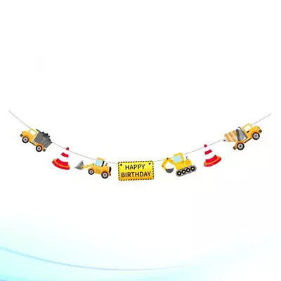  Construction Birthday Banner Vehicle Decorations Paper Flag • £8.75