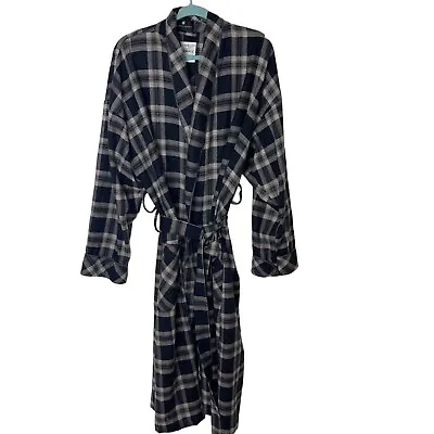 Saks Fifth Avenue Vintage Mens Robe Size L Gray Plaid Ultimate Wool Pockets • $73.42