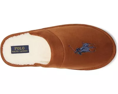 Nib Mens Polo Ralph Lauren Slip On Slippers~beige & Navy Pony~sz 11 • $11.50
