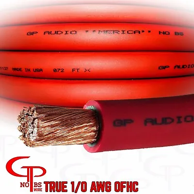 10 Ft TRUE AWG 1/0 Gauge OFC COPPER RED Power Wire Ground Cable GP Car Audio • $57.99