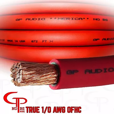 20 Ft TRUE AWG 1/0 Gauge OFC COPPER RED Power Wire Ground Cable GP Car Audio • $114.99