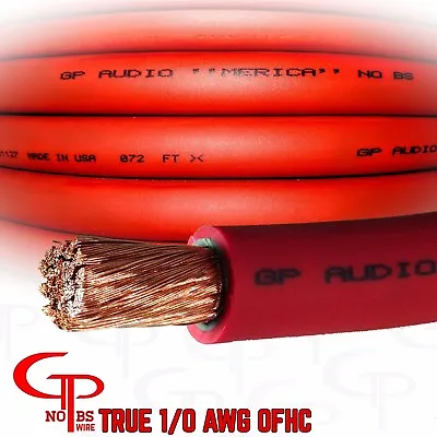 5 Ft TRUE AWG 1/0 Gauge OFC COPPER RED Battery Power Wire Ground Cable GP Audio  • $34.99