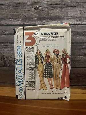 Blazer Jacket Maxi Skirt Slack Pants McCalls 5804 Sewing Pattern 8 10 12 Uncut • $6.40