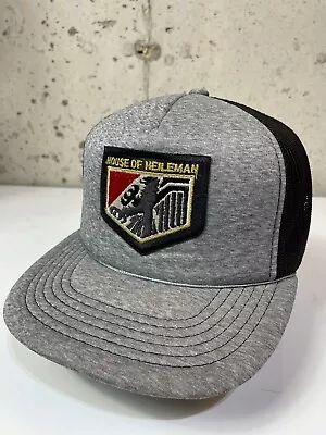 Vintage 80s House Of Heileman Beer Patch Trucker Hat Cap Snapback Black Grey • $38