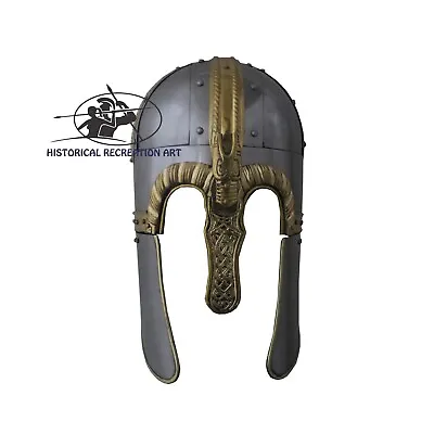 Viking Coppergate Helmet With Handmade Brass Crafting Design | Halloween Gift • $121