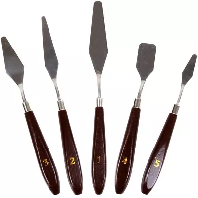 PALETTE KNIFE SET 5x Spatula Metal Blade Cake Icing Decorating Frosting Spreader • £7