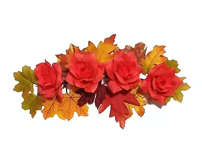 Rose & Maple Fall Silk Flower 16  Swag Arrangement Door Arch Window Decor BP2238 • $16.97