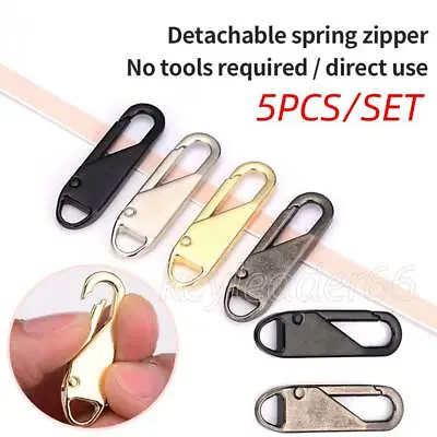 £3.59 • Buy 5X/Set Zipper Slider Pull Fix Repair Replacement Puller - Instant Clip On Zipper