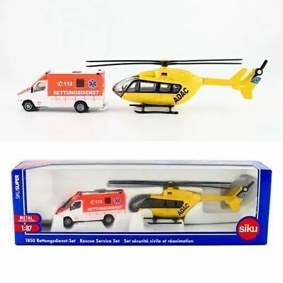 £17.62 • Buy 1:87 SIKU Diecast Helicopter & Ambulance Model Toy Super 1850 Rescue Service Set