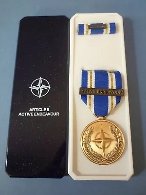 Genuine Nato Medal For Active Endeavour In Named Box Of Issue - Excellent  • £22.50