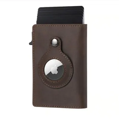 $32.53 • Buy Mens Smart Leather Wallet With Apple Air Tag Holder | Coffee Brown | Brand New 