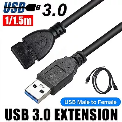 USB 3.0 Male To Female Extension Cable Superspeed Data Sync Extender Flat Cable • $9.49