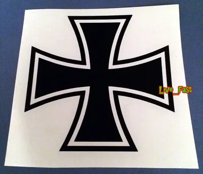 IRON CROSS DECAL STICKER VINYL Maltese Cross Vintage Hot Rod Rat Rod Drag Racing • $4.99