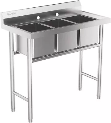 3-Compartment 304 Stainless Steel Utility Sink For RestaurantUtility Room • $209.99