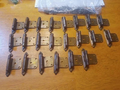 $22.99 • Buy 22 Vtg Amerock??  CABINET DOOR HINGES + 11 Drawer Pulls All Brass Color + Screws