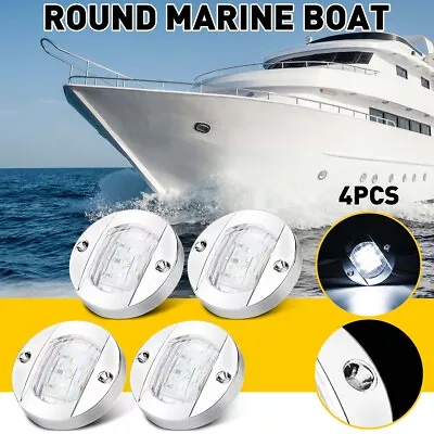 4x Round Marine Boat Stern LED Lights White Cabin Deck Courtesy Light Waterproof • $12.34