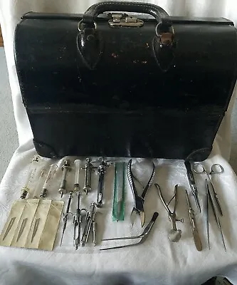 Antique / Vintage Leather Doctor's Bag With Medical Instruments / Tool • $250