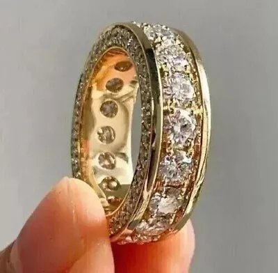 3.5Ct Round Moissanite Full Eternity Engagement Band Ring 14K Yellow Gold Plated • $147.99