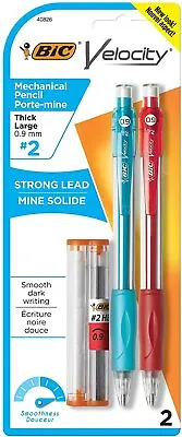 2x Bic Mechanical Pencil Velocity Rubber Eraser Refill Lead Retractable Tip Pen • £3.99