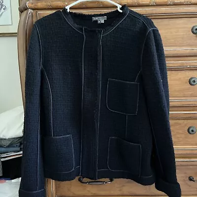 Vince Navy Wool Blend Jacket Snap Closure Size 12 • $39