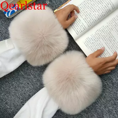 Luxury Faux Fur Cuffs Wrist Arms Gloves Plush Elastic Fur Bracelet Oversleeve • $26.01